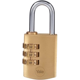 1 pcs - YALE Combination Brass Combination Padlock, 5mm Shackle, 32mm Body