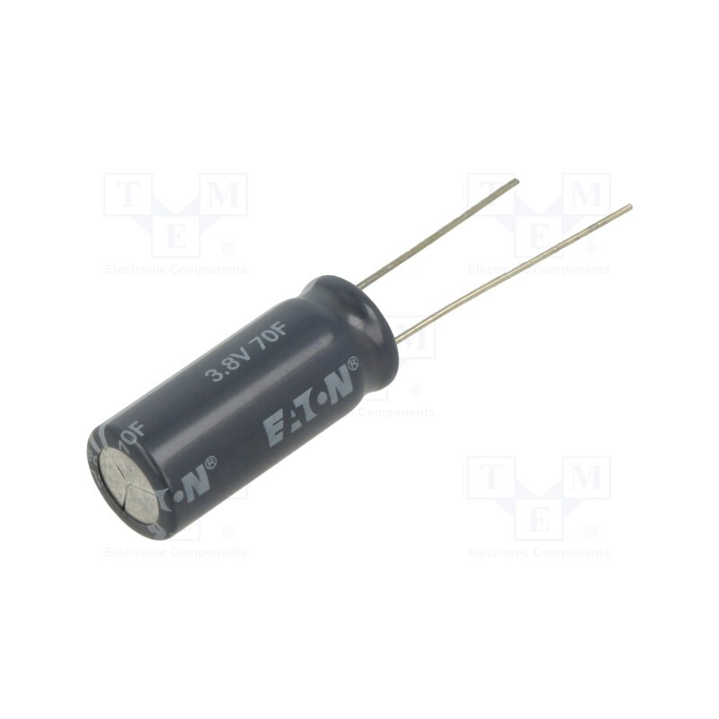 1 pcs x EATON ELECTRONICS - HSL1025-3R8706-R - Supercapacitor, THT, 70F, 3.8VDC, ±20%, Body dim: Ø10.5x27mm, 250mΩ