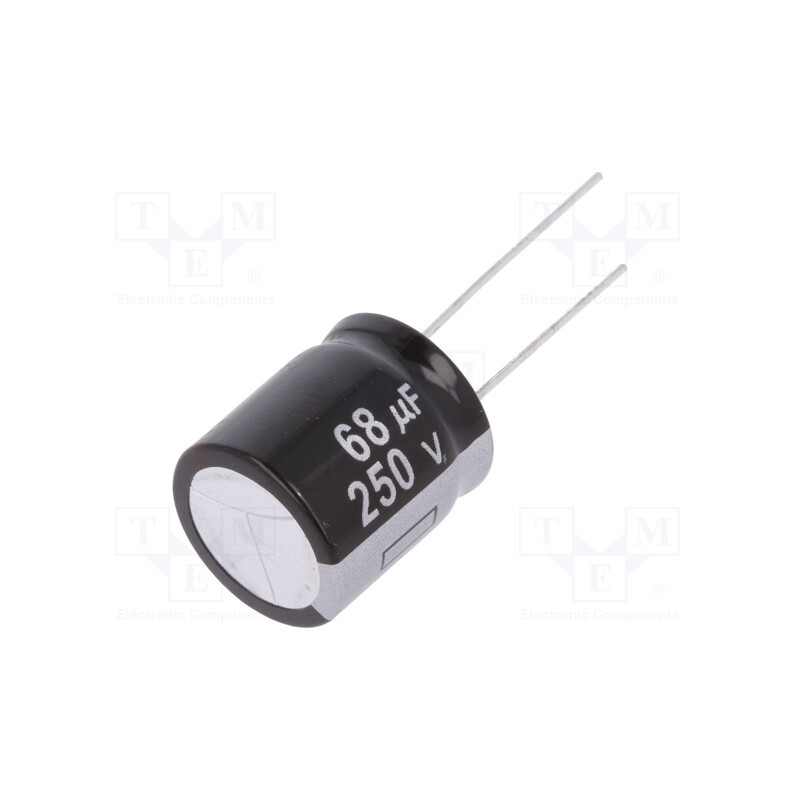 1 pcs x PANASONIC - EEUEB2E680S - Capacitor: electrolytic, THT, 68uF, 250VDC, Ø18x20mm, Pitch: 7.5mm