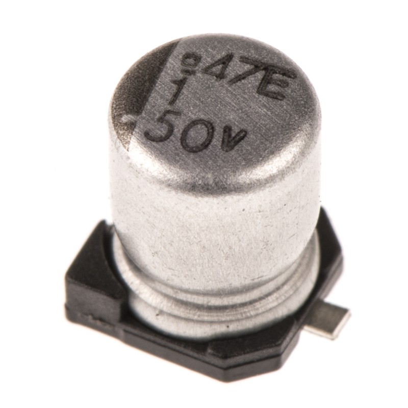 100 pcs - Nippon Chemi-Con 1μF Aluminium Electrolytic Capacitor 50V dc, Surface Mount - EMVE500ADA1R0MD55G