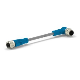 1 pcs - TE Connectivity Right Angle Male 4 way M12 to Straight Female M12 Cable Assembly, 1.5m