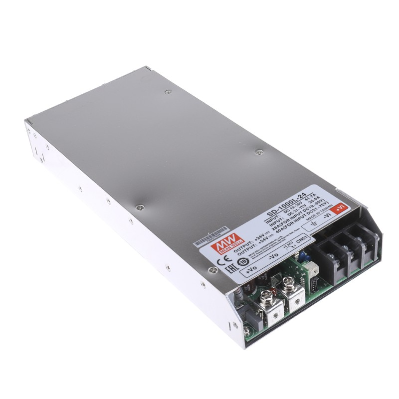1 pcs - MEAN WELL DC-DC Converter, 24V dc/ 40A Output, 19 - 72 V dc Input, 1000W, Rack Mount, +60°C Max Temp -20°C Min