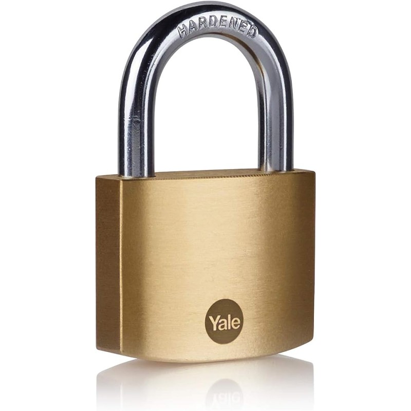 1 pcs - YALE Padlock Brass Padlock, 8mm Shackle, 50mm Body