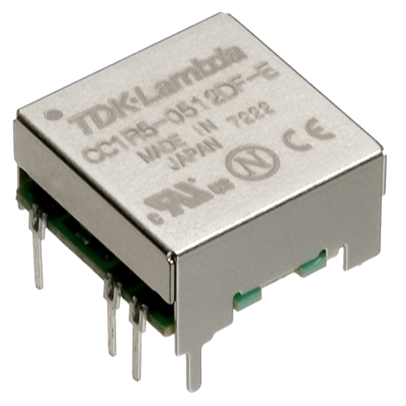 1 pcs - TDK-Lambda CC-E DC-DC Converter, ±12V dc/ 60mA Output, 9 - 18 V dc Input, 1.5W, Through Hole, +85°C Max Temp