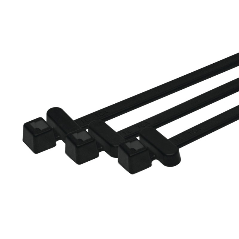 1 Bag of 100 - HellermannTyton Cable Tie, Releasable, 200mm x 4.6 mm, Black Polyamide 6.6 (PA66)