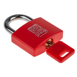 1 pcs - RS PRO Key Weatherproof Brass Padlock, 6mm Shackle, 43mm Body