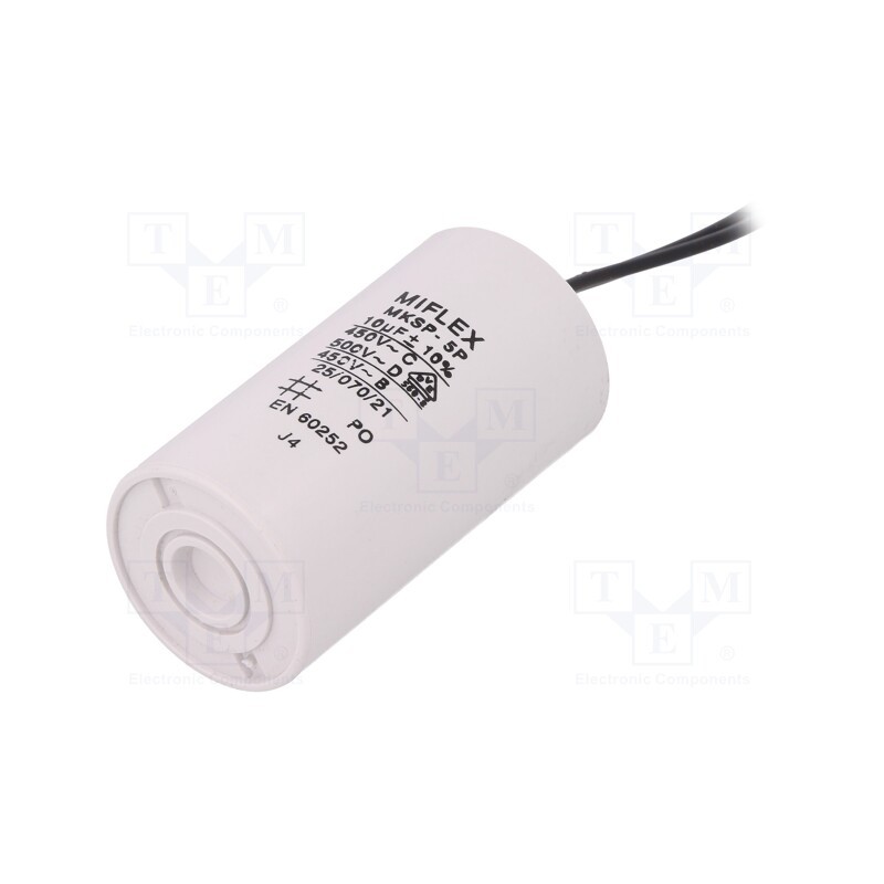 1 pcs x MIFLEX - I150V610K-G10 - Capacitor: motors, run, 10uF, 450V, Ø35x65mm, -25÷70°C, ±10%, 7