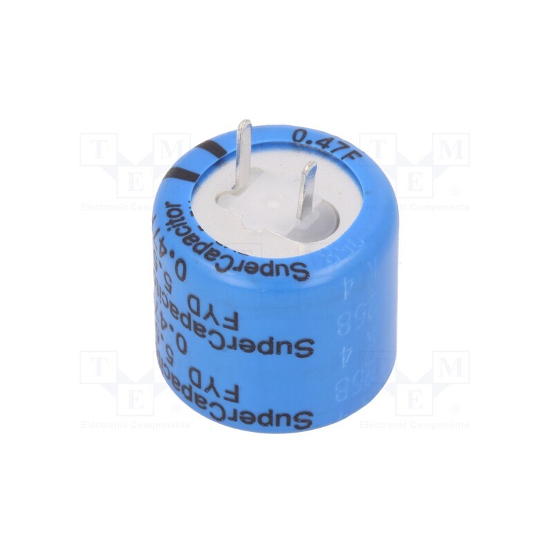 1 pcs x KEMET - FYD0H474ZF - Supercapacitor, THT, 0.47F, 5.5VDC, -20÷80%, Body dim: Ø16.5x15mm