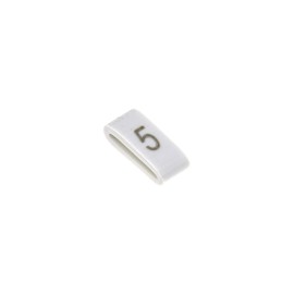 1 Bag of 100 - HellermannTyton HODS85 Slide On Cable Markers, Black on White, Pre-printed '5', 1.8 - 6.3mm Cable