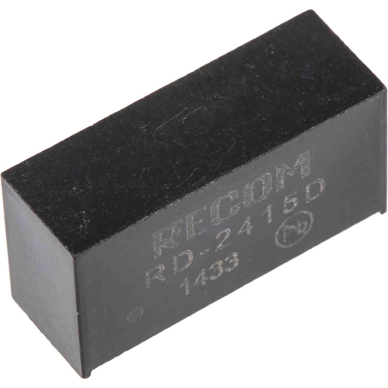 1 pcs - Recom RD DC-DC Converter, ±15V dc/ ±66mA Output, 21.6 - 26.4 V dc Input, 2W, Through Hole, +85°C Max Temp -40°C