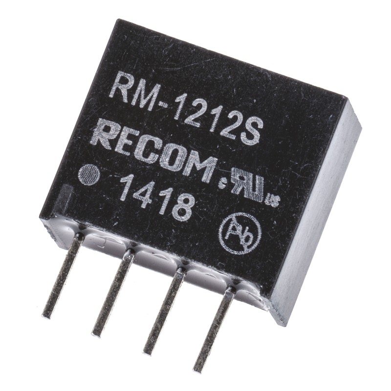 1 pcs - Recom RM DC-DC Converter, 12V dc/ 21mA Output, 10.8 - 13.2 V dc Input, 0.25W, Through Hole, +85°C Max Temp -40°C