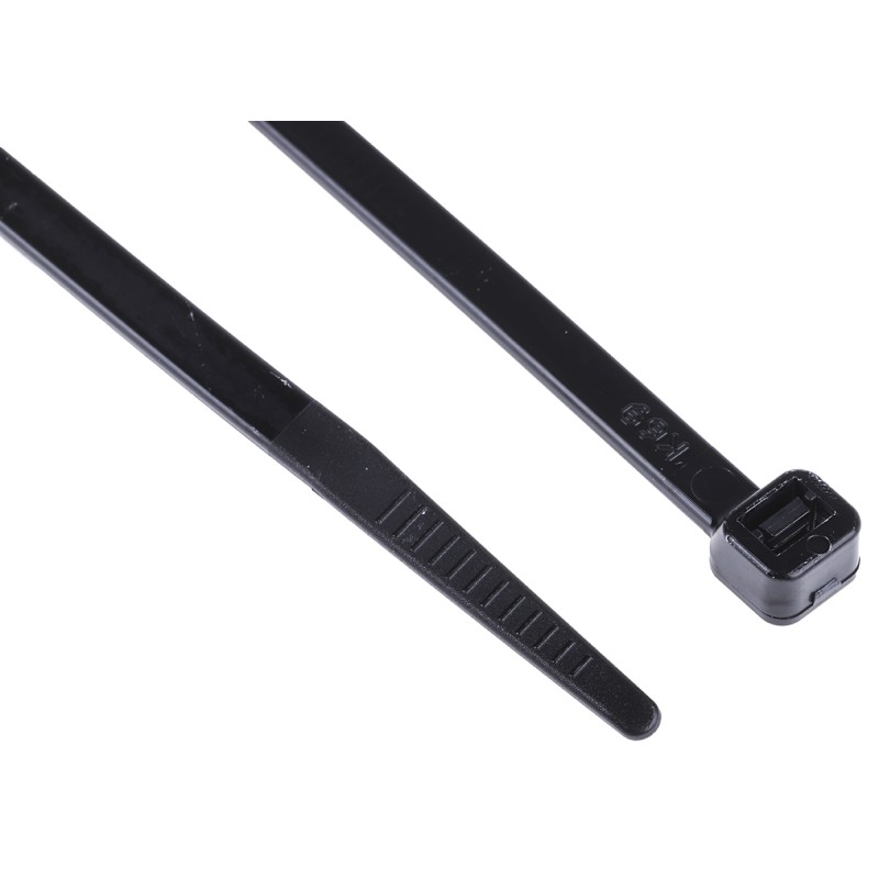 1 Bag of 100 - RS PRO Cable Tie, 190mm x 4.8 mm, Black Nylon, Pk-100