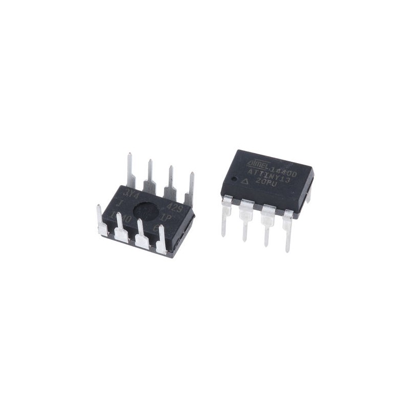 5 pcs - Microchip ATTINY13-20PU, 8bit AVR Microcontroller, ATtiny13, 20MHz, 1 kB Flash, 8-Pin PDIP