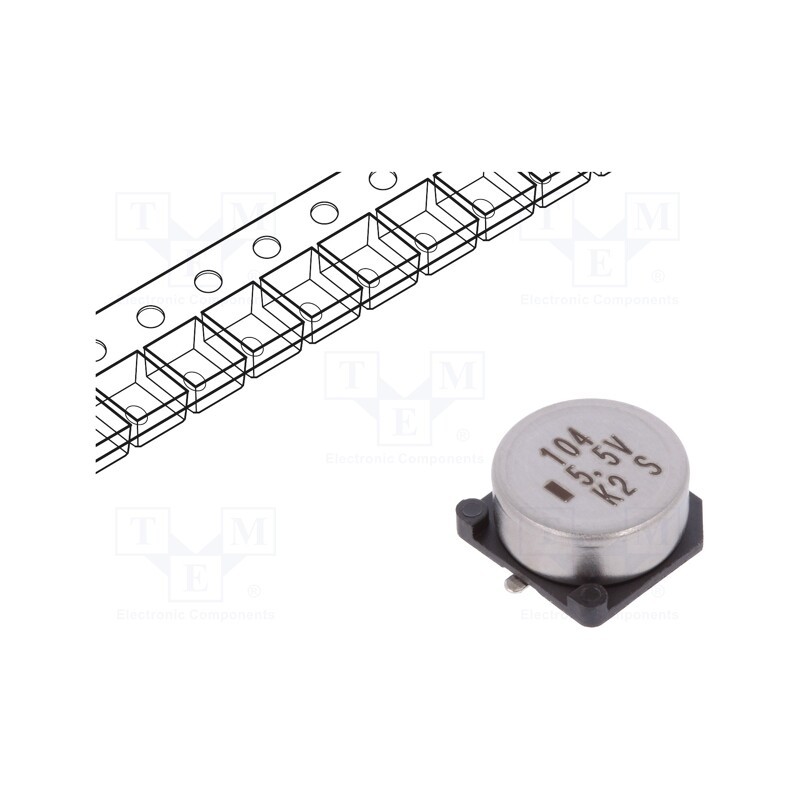 1 pcs x KEMET - FCS0H104ZFTBR24 - Supercapacitor, SMD, 0.1F, 5.5VDC, -20÷80%, Body dim: Ø10.7x5.5mm