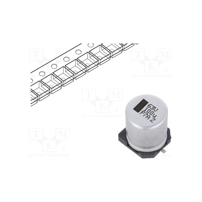 1 pcs x VISHAY - MAL215099804E3 - Capacitor: electrolytic, SMD, 100uF, 63VDC, 10x10x12mm, ±20%, 5000h