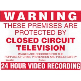 1 pcs - Sure24 Red PVC CCTV Sign, Warning Closed Circuit Television, English, CCTV, 400 mm x 600mm