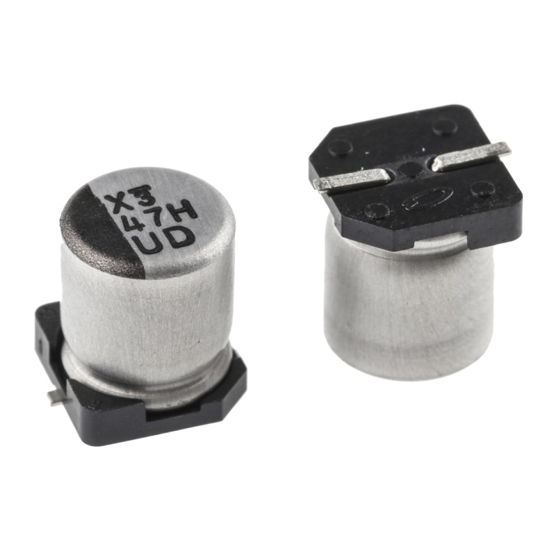 50 pcs - Nichicon 47μF Aluminium Electrolytic Capacitor 50V dc, Surface Mount - UUD1H470MCL1GS