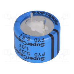 1 pcs x KEMET - FYD0H105ZF - Supercapacitor, THT, 1F, 5.5VDC, -20÷80%, Body dim: Ø21.5x16mm