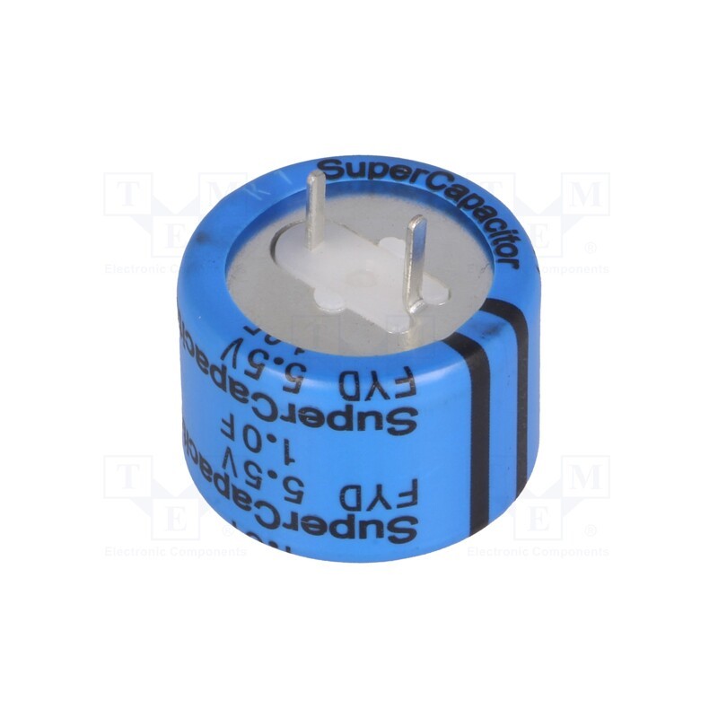 1 pcs x KEMET - FYD0H105ZF - Supercapacitor, THT, 1F, 5.5VDC, -20÷80%, Body dim: Ø21.5x16mm