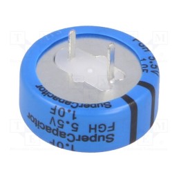 1 pcs x KEMET - FGH0H105ZF - Supercapacitor, THT, 1F, 5.5VDC, -20÷80%, Body dim: Ø21.5x9.5mm