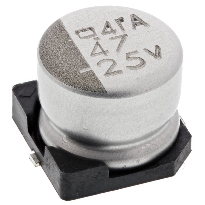 100 pcs - CHEMI-CON 47μF Aluminium Electrolytic Capacitor 25V dc, Surface Mount - EMVA250ARA470MF55G