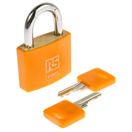 1 pcs - RS PRO Key Weatherproof Brass Padlock, 6mm Shackle, 43mm Body