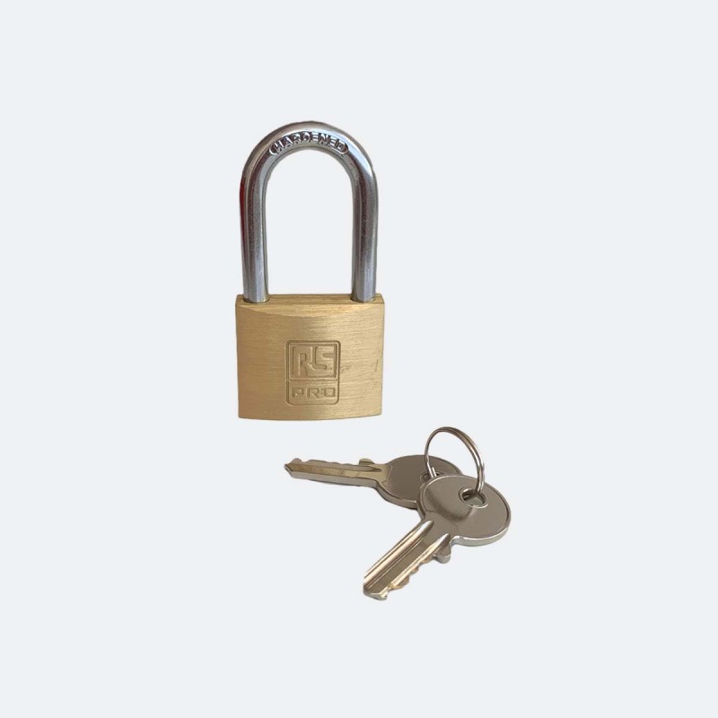 1 pcs - RS PRO Key Brass, Steel Padlock, Keyed Alike, 6mm Shackle, 40mm Body