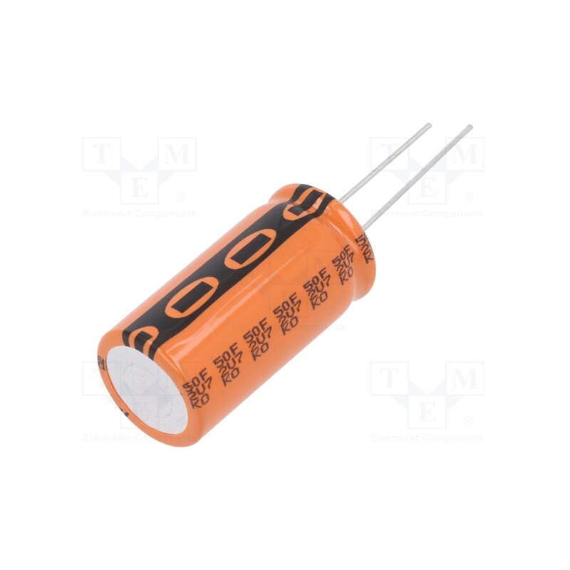 1 pcs x VISHAY - MAL222591008E3 - Supercapacitor, THT, 50F, 2.7VDC, ±20%, Body dim: Ø18x35mm, 2000h