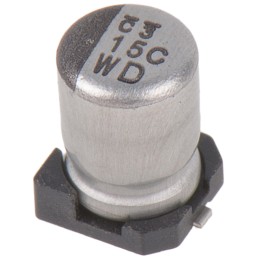 100 pcs - Nichicon 15μF Aluminium Electrolytic Capacitor 16V dc, Surface Mount - UWD1C150MCL1GS