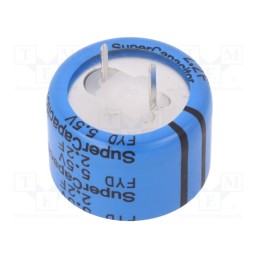 1 pcs x KEMET - FYD0H225ZF - Supercapacitor, THT, 2.2F, 5.5VDC, -20÷80%, Body dim: Ø28.5x22mm