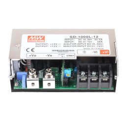 1 pcs - MEAN WELL DC-DC Converter, 12V dc/ 60A Output, 19 - 72 V dc Input, 1000W, Rack Mount, +60°C Max Temp -20°C Min