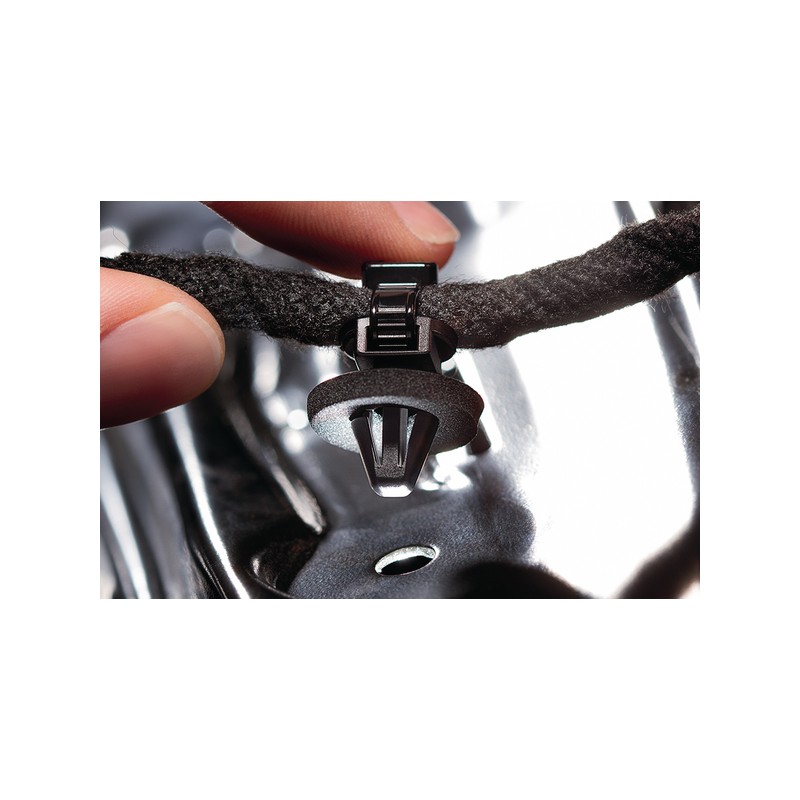 1 Bag of 500 - HellermannTyton Black Nylon Adjustable Clip, 45mm Max. Bundle