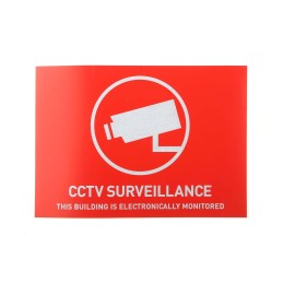 1 pcs - ABUS Security-Center Red/White CCTV Sticker, CCTV Surveillance-Text, English, CCTV, 105 mm x 148mm