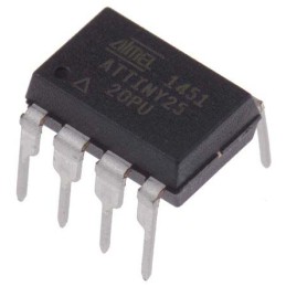 5 pcs - Microchip ATTINY25-20PU, 8bit AVR Microcontroller, ATtiny25, 20MHz, 2 kB Flash, 8-Pin PDIP