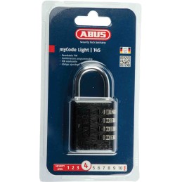 1 pcs - ABUS 145/40 Combination Weatherproof Aluminium Combination Padlock, 6mm Shackle, 41.5mm Body