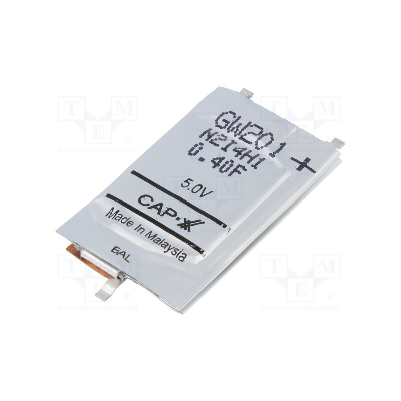 1 pcs x CAP-XX - GW201F - Supercapacitor, SMD, 0.4F, 5VDC, ±20%, 28.5x17x2.7mm, 30A, -40÷70°C
