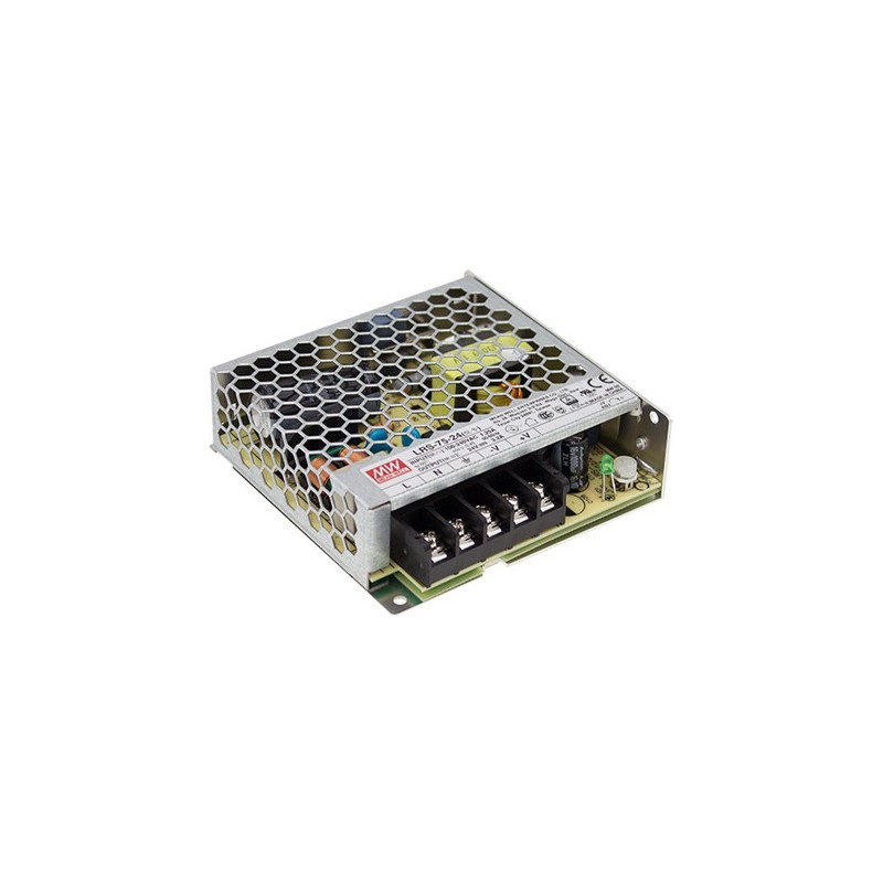 1 pcs - MEAN WELL Switching Power Supply, LRS-75-5, 5V dc, 14A, 70W, 1 Output, 120 - 373 V dc, 85 - 264 V ac