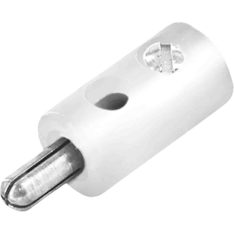 1 Bag of 5 - RS PRO White Male Banana Plug, 32A, 30V, Nickel Plating