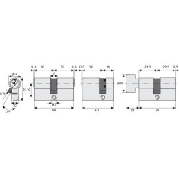 1 pcs - ABUS Steel Cylinder Lock, 30/35 mm (71mm)