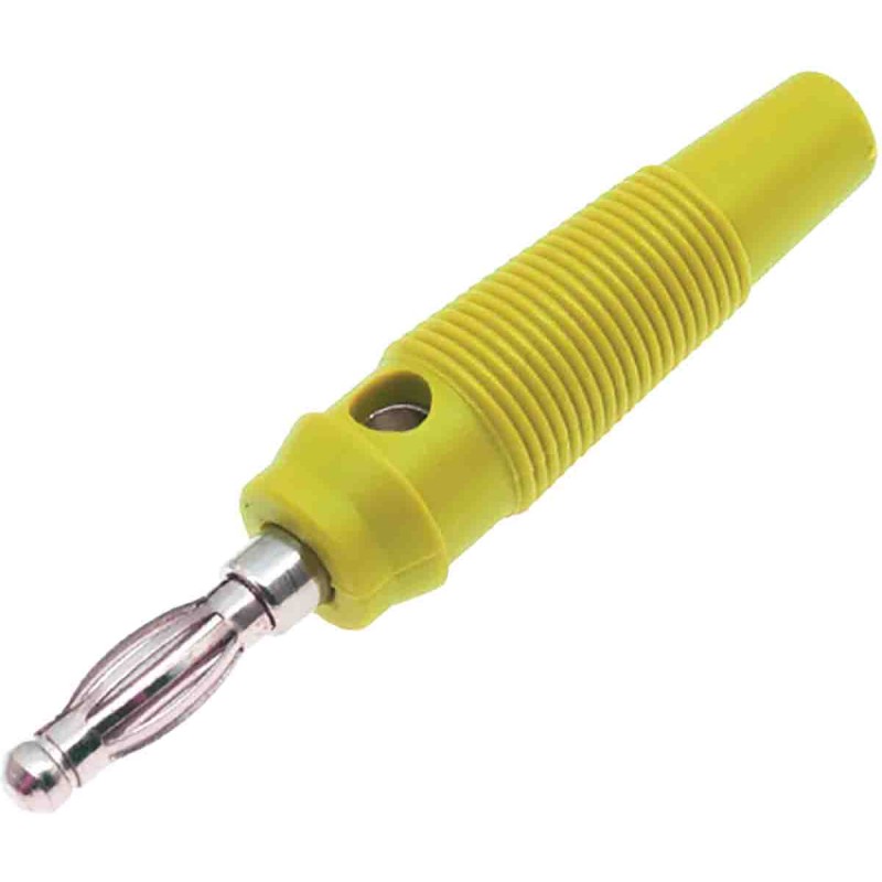 1 Bag of 5 - RS PRO Yellow Male Banana Plug, 4 mm Connector, Solder Termination, 24A, 30V, Nickel Plating