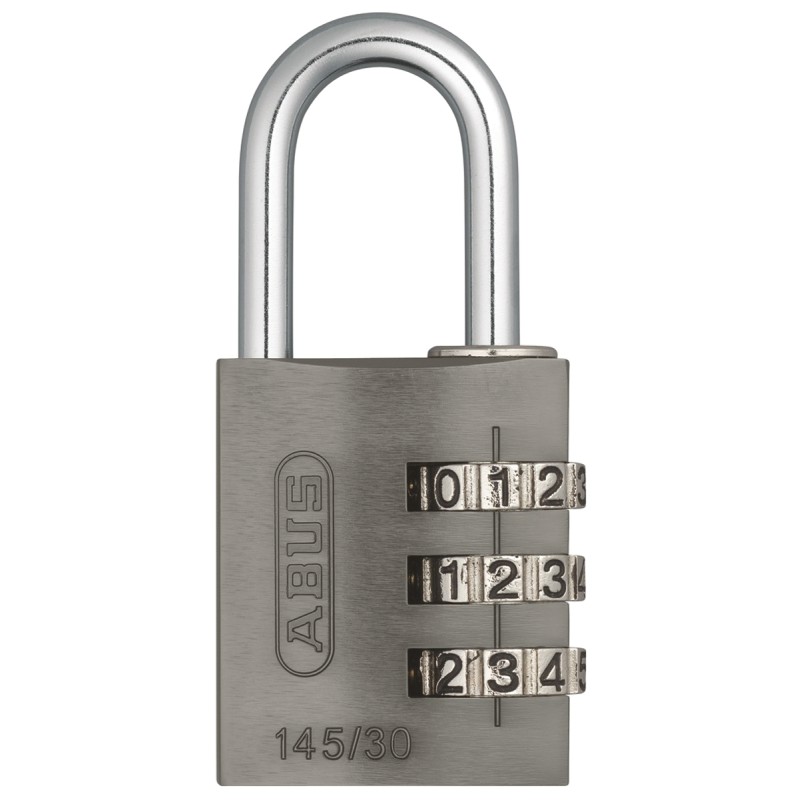 1 pcs - ABUS 145/30 Combination Weatherproof Aluminium Combination Padlock, 5mm Shackle, 31.5mm Body