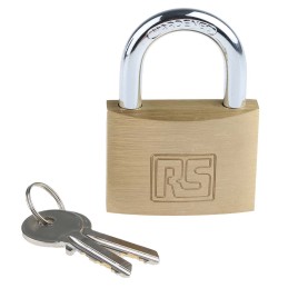 1 pcs - RS PRO Key Weatherproof Brass Padlock, 7mm Shackle, 50mm Body