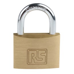 1 pcs - RS PRO Key Weatherproof Brass Padlock, 7mm Shackle, 50mm Body