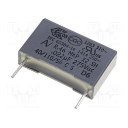 5 pcs x KEMET - R46KI22200001K - Capacitor: polypropylene, 22nF, 18x5x11mm, THT, ±10%, 15mm, 560VDC