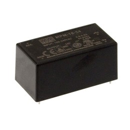 1 pcs - MEAN WELL Switching Power Supply, MPM-15-24, 24V dc, 630mA, 15.1W, 1 Output, 80 - 264V ac Input Voltage