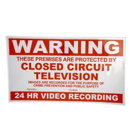 1 pcs - Sure24 Red Vinyl Security Sign, Warning Closed Circuit Television, English, CCTV, 297 mm x 210mm
