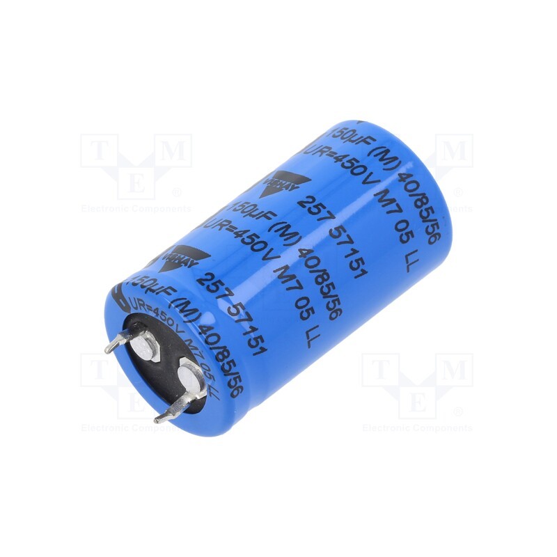1 pcs x VISHAY - MAL225757151E3 - Capacitor: electrolytic, SNAP-IN, 150uF, 450VDC, Ø22x40mm, ±20%