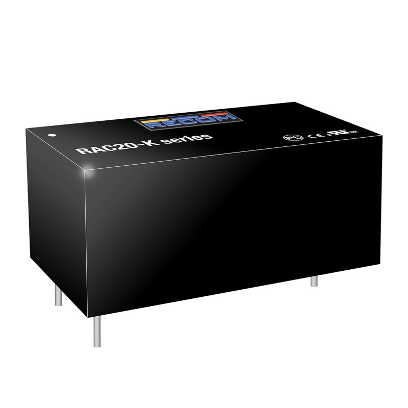 1 pcs - Recom Switching Power Supply, RAC20-24SK, 24V dc, 840mA, 20W, 1 Output, 85 - 264V ac Input Voltage