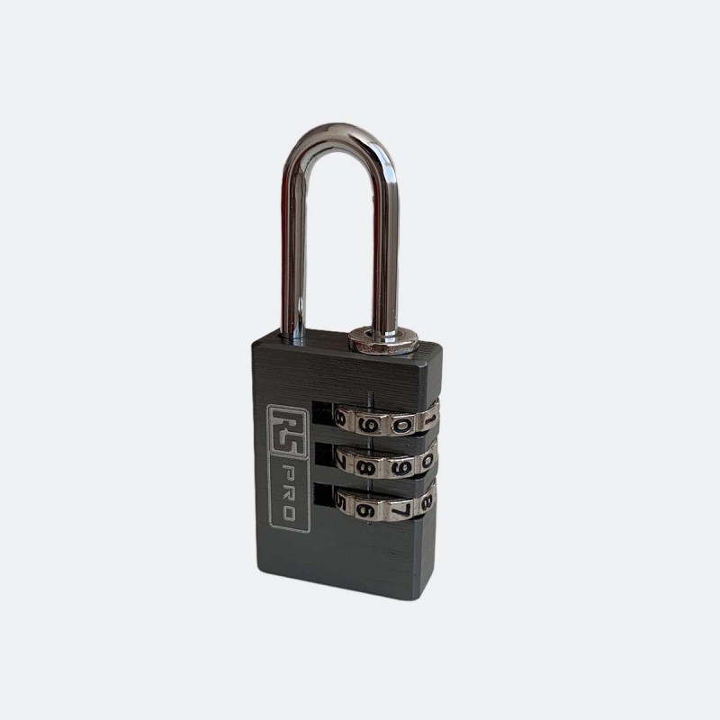 1 pcs - RS PRO Combination Aluminium Combination Padlock, 3mm Shackle, 23mm Body