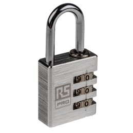 1 pcs - RS PRO Combination Weatherproof Aluminium Combination Padlock, 5mm Shackle, 30mm Body